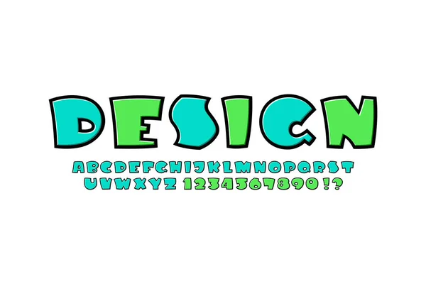 Afgerond Lettertype Stripstijl Trendy Cartoon Alfabet Vet Multi Gekleurde Letters — Stockvector