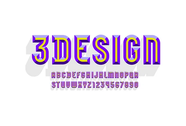 Alphabet Colored Chiseled Block Facet Bright Font Beveled Letters Numerals — 스톡 벡터