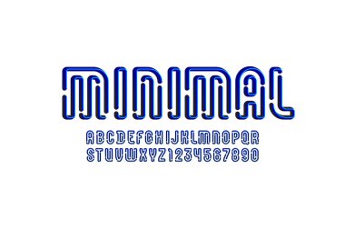 Orijinal alfabe, satır yenilik yazı tipi, fütürist harfler ve teknoloji bilim tarzının numaraları, vektör illüstrasyon 10EPS