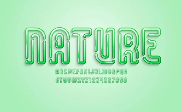 Lettertype in de 3d stijl, alfabet in vloeibare stijl — Stockvector