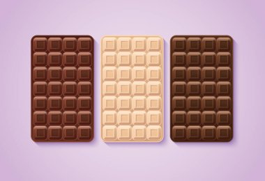 Gerçekçi, pürüzsüz, siyah çikolata seti.