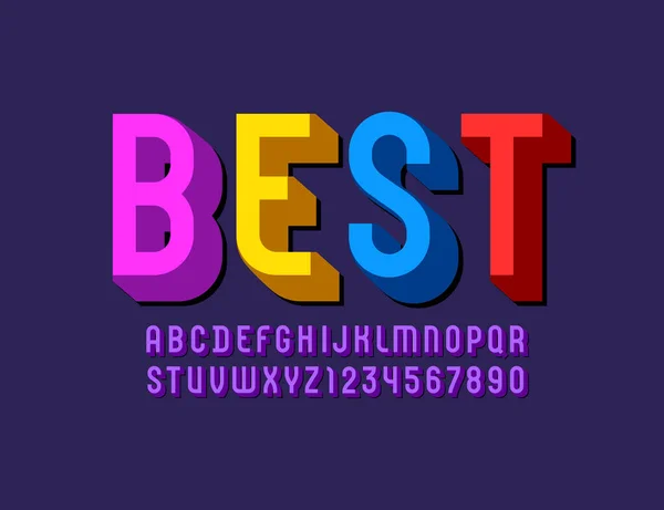 3B modern yazı tipi, moda renkli alfabe — Stok Vektör