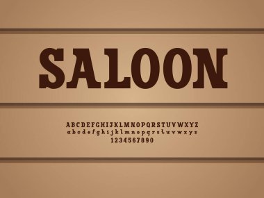 Retro kalın yazı tipi, alfabe levhası, A 'dan Z' ye büyük harfler ve 0 'dan 9' a Arap rakamları, vektör illüstrasyonu 10EPS