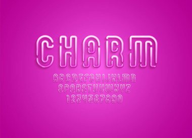 3d biçiminde moda Yazı Tipi, pembe alfabe, sıvı biçiminde harfler ve numaralar, vektör illüstrasyonu 10eps