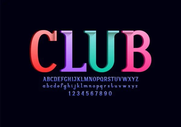 Multi Colorido Laje Serif Fonte Alfabeto Moderno Com Sombra Letras — Vetor de Stock