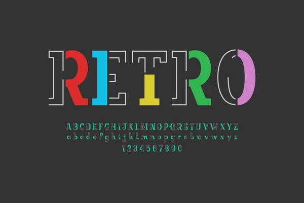 Концепция Ретро Шрифт Старый Разноцветный Алфавит Буквы Строк Частей Векторная — стоковый вектор