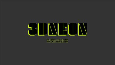 Neon parlak yazı tipi, modern teknoloji alfabesi, geleceğin yaratıcı dijital harfleri ve numaraları.