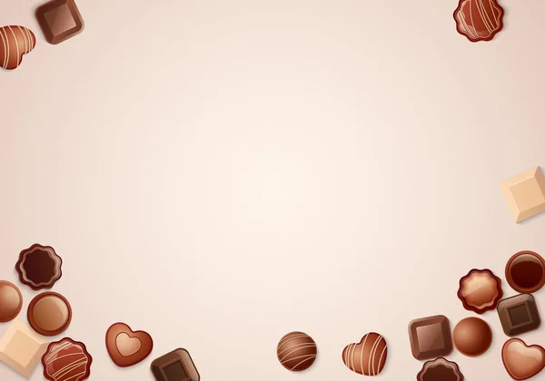 Pozadí pro Valentines Day banner, čokoládové bonbóny vzor — Stockový vektor