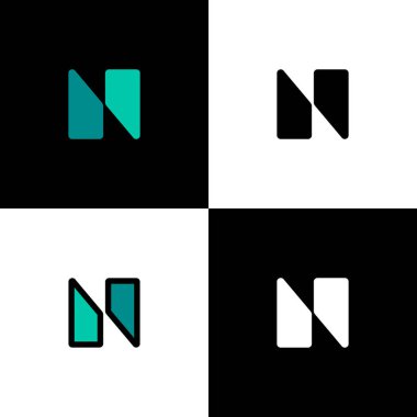 Logo harfi N, font alfabesi, marka adı tasarımın için dört harfli set, vektör illüstrasyonu 10 EPS