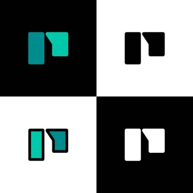 Logo harfi P, font alfabesi, marka adı tasarımın için dört harfli set, vektör illüstrasyon 10 EPS