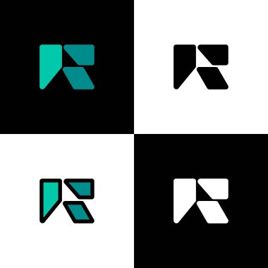 Logo harfi R, font alfabesi, marka adın için dört harfli set, vektör illüstrasyon 10 EPS
