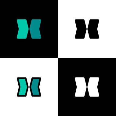 Logo harfi X, yazı tipi alfabesi, marka adı tasarımın için dört harfli set, vektör illüstrasyon 10 EPS