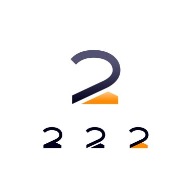 Logo number 2, digital cyber space numeral two, set of four different numbers of the made technical stencil style