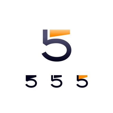 Logo number 5, digital cyber space numeral five, set of four different numbers of the made technical stencil style