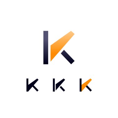 Logo Letter K, digital cyber space alphabet font, set of four different letters of the made technical stencil style