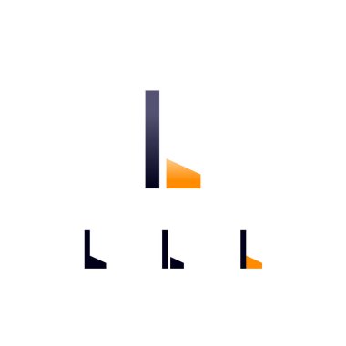 Logo Letter L, digital cyber space alphabet font, set of four different letters of the made technical stencil style