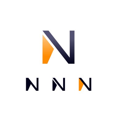 Logo Letter N, digital cyber space alphabet font, set of four different letters of the made technical stencil style