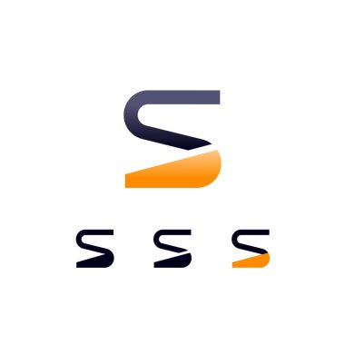 Logo Letter S, digital cyber space alphabet font, set of four different letters of the made technical stencil style