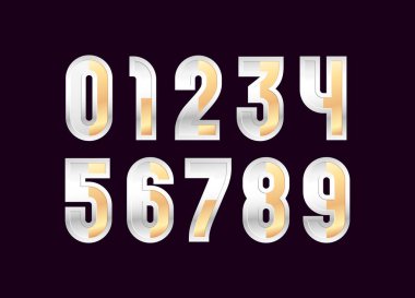 Altın sayılar, 3 boyutlu alaşım numaraları güzellik stili, vektör illüstrasyonu 10EPS