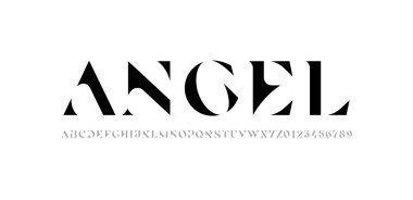 Enfes alfabe serif dekoratif kalın yazı tipi, logotlar, düğün davetiyeleri veya moda ve dergi tasarımı için mükemmel harf ve numara, vektör illüstrasyonu 10EPS