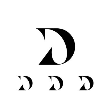 Zarif harf D, dekoratif havalı yazı tipi, vektör illüstrasyonu 10EPS