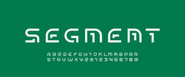 Modern font kalın alfabe segment kalın satır, teknoloji stili harfler ve sayılar, vektör illüstrasyon 10EPS