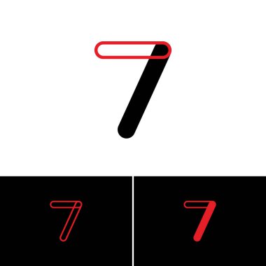 7 numaralı logo sanatı, üç oyuncu sayı yedi seti, vektör illüstrasyon 10 EPS