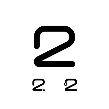 Teknik numara 2, dijital siber numara 2, üç farklı sayı kümesi, vektör illüstrasyon 10EPS