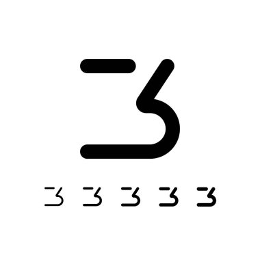 3 numara, dijital sayı üç, beş farklı siber yuvarlak sayı kümesi, vektör illüstrasyon 10EPS