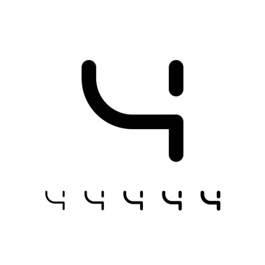 4 numara, dijital numara 4, beş farklı siber yuvarlak sayı kümesi, vektör illüstrasyon 10EPS