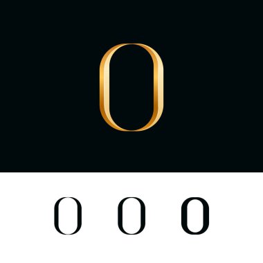 Logo için 3d altın harf O, logotler için mükemmel dört harf kümesi, vektör illüstrasyon 10EPS