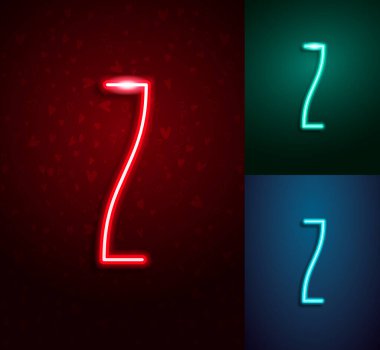 Logo tasarımı için parlak Z harfi doğrusal neon lamba