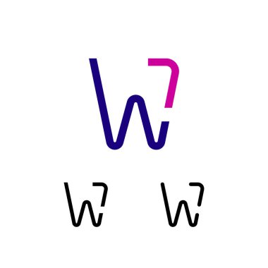 W harfi, alfabe logosu yazı tipi, üç farklı harf kümesi, vektör illüstrasyonu 10EPS