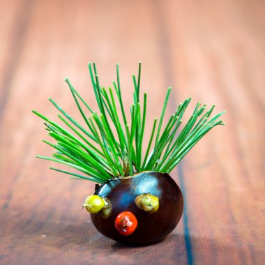 kestane kirpi el yapımı hayvan figürü