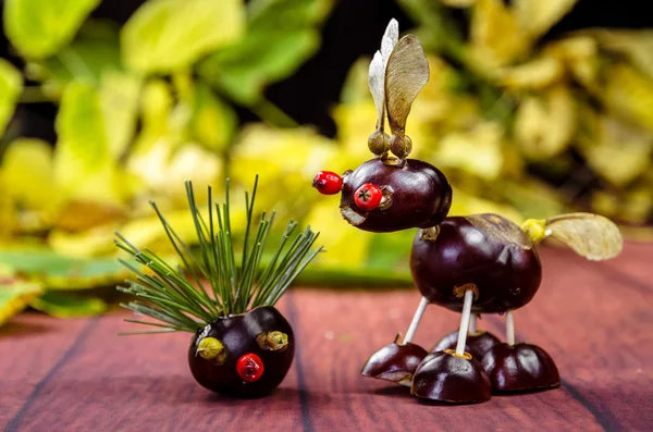 Fall chestnut decoration — Stock Photo, Image
