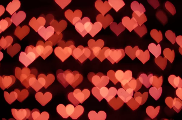 Forma Corazón Rojo Bokeh Sobre Fondo Negro — Foto de Stock