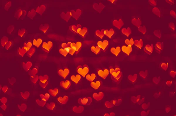 Red Heart Shape Bokeh Black Background — Stock Photo, Image