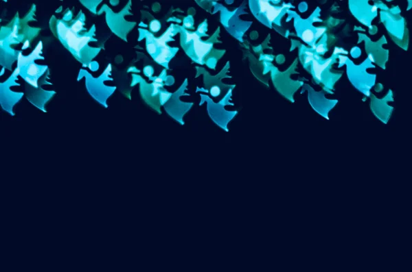 Синий Ангел Формы Боке Черном Фоне Копирования Пространства — стоковое фото