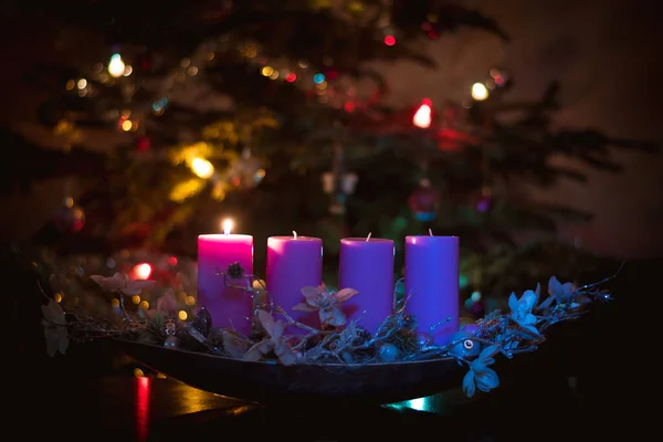 Conceito Advento Com Fundo Árvore Natal — Fotografia de Stock