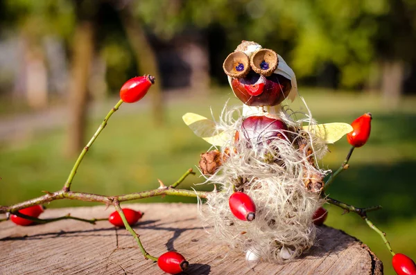 Autumn Creative Figure Chestnut Briar Fruits — Stock Photo, Image