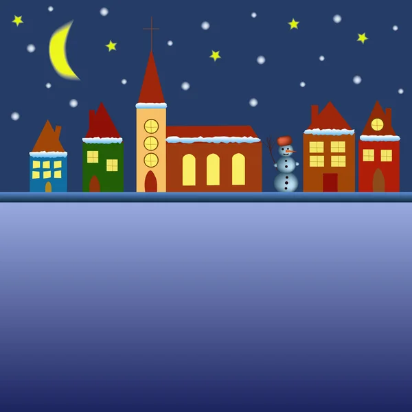 Paysage d'hiver du village — Image vectorielle