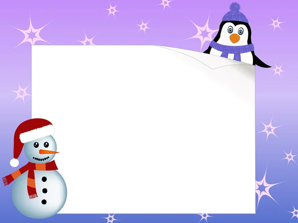 Penguin and snowman concept — Stock Vector