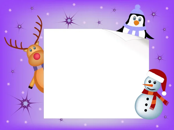 Concept de pingouin, renne et bonhomme de neige — Image vectorielle