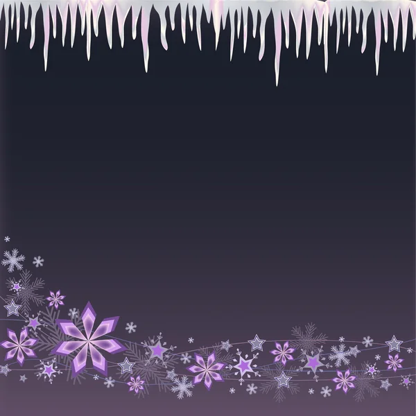 Eiszapfen und Schneeflocken Hintergrund — Stockvektor