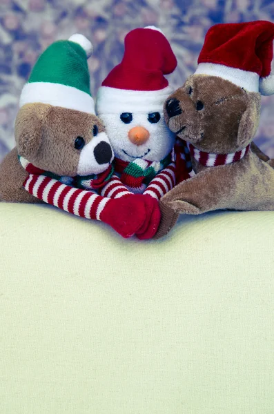 Urso de Natal e boneco de neve — Fotografia de Stock