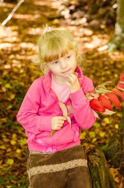 Blond girl in forrest — Stock Photo, Image