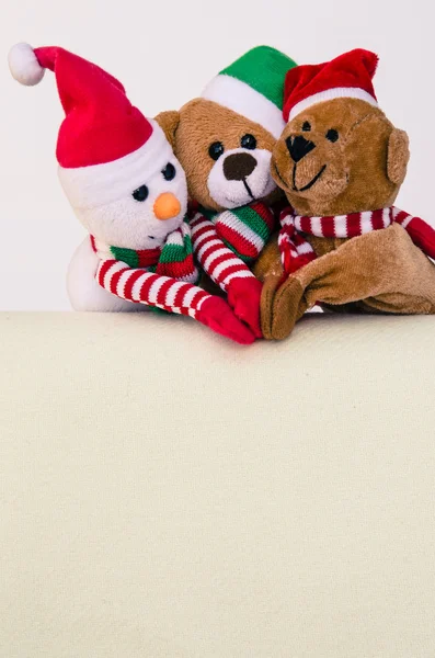 Urso de Natal e boneco de neve — Fotografia de Stock