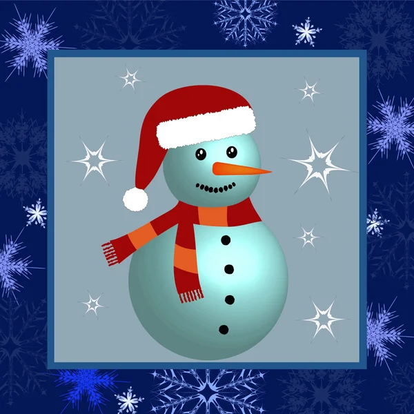 Tarjeta de felicitación Snowman — Archivo Imágenes Vectoriales