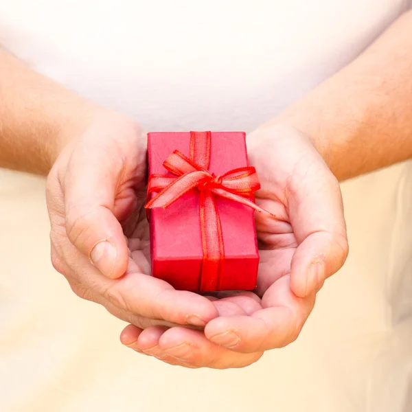 Gift box in  hands — Stock Photo, Image