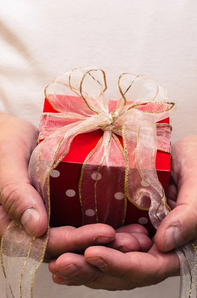 Gift box in  hands — Stock Photo, Image